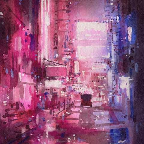 "Neon City no.2" 26x18cm (Original Painting)