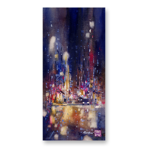 "A Walk at Night no.2" 38x17cm (Original Painting)