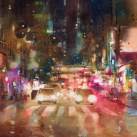 "A Walk at Night" 38x76cm (Original Painting)