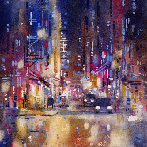 "A Walk at Night no.2" 47x27cm (Original Painting)