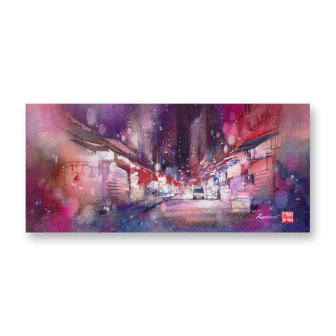 "Wet Market Street" 17x38cm (Original Painting)