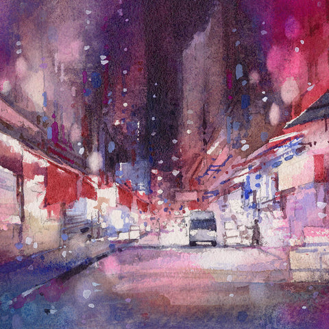 "Wet Market Street" 17x38cm (Original Painting)